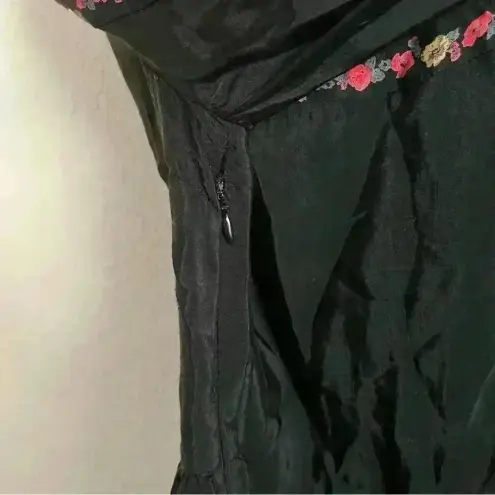 Free People  Age‎ Of Aquarius Boho Black Floral Mini Dress Size 2 NWT