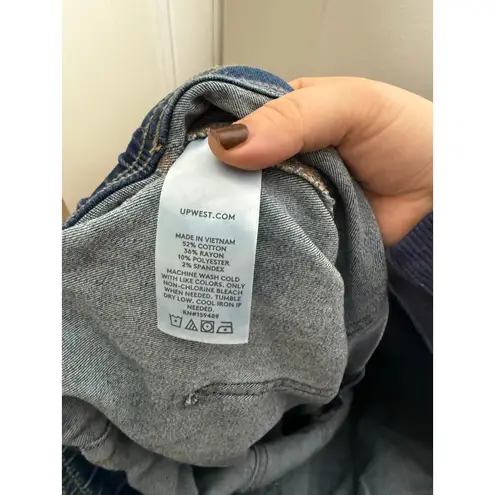 Up West Medium Wash Blue Denim Jogger Cargo Elastic Jeans Women's Size XL