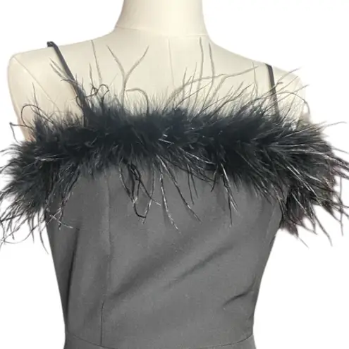 Edikted Black Feather Trim Mini Dress
XS (NWOT)