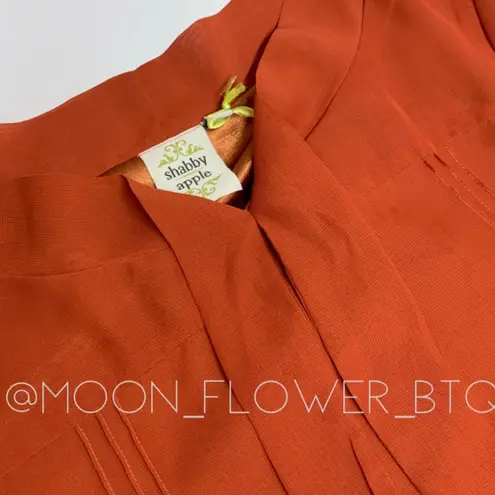 Shabby Apple Rust Orange Retro Fit & Flare Dress with Bow Neck – Size 0/2