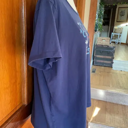 Gloria Vanderbilt Casual Blue Short Sleeve Tee Shirt