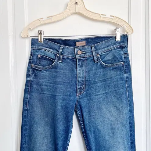MOTHER • The Muse Ankle jeans mid rise cropped frayed hem Bushwacked slim skinny Blue Size 27