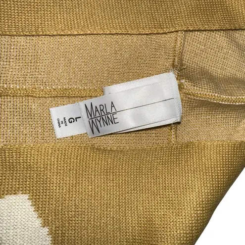 EUC Marla Wynne Women's Mustard Yellow Floral Print Open Front Cardigan Large