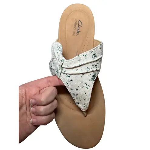 Clarks Laurieanne Rae Women's 11 Sandals White Blue Floral Slip On Comfort Shoes