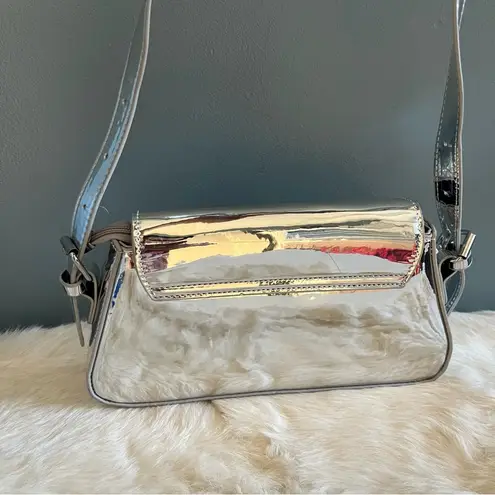 Y2K Metallic Silver Shoulder Evening Bag