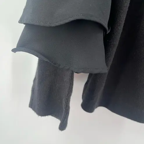 Ming Wang Blouse Size Petite Extra Small Top Black Ruffle Sleeve Classic Shirt