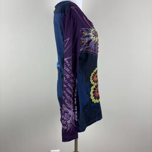 Sacred Threads Artsy Top Womens XL Multicolor Art To Wear Beaded Embroidered