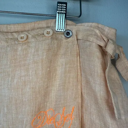 Diesel NWT 100% Linen Vintage Y2K Midi Length Skirt Size 16 Adjustable Side Tie