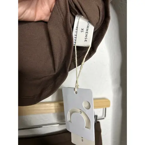 Commense Brown Asymmetrical Cropped Long Sleeve Top & Maxi Skirt Set XS NWT