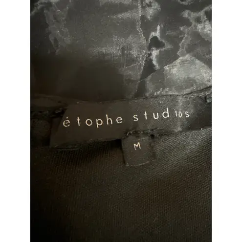 Etophe studios Women's Black Short Puff Balloon Sleeve Mesh Blouse Top Size M