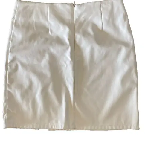 Blue Blush White Faux Leather Mini Skirt