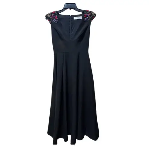 Mac Duggal NWT Ieena Beaded Cap Sleeve A Line Midi Dress - 0