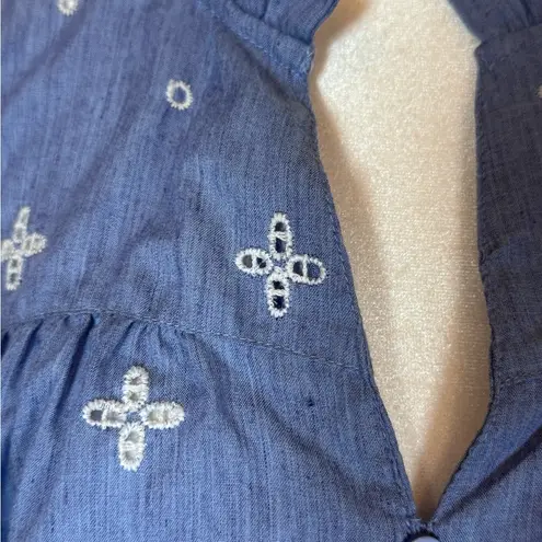 Studio West Boho Coquette Embroidered Peasant Top L Ruffle Neck Flutter