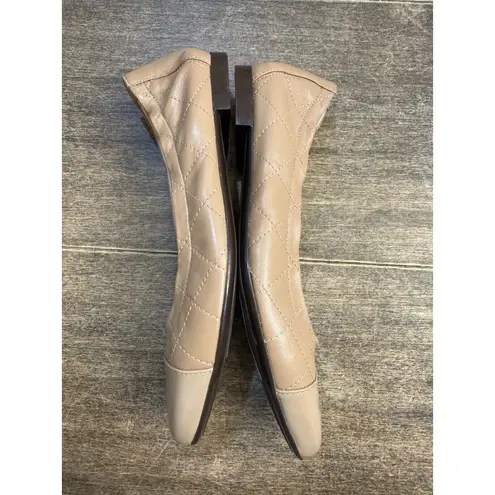 Agl Attilio Giusti Leombruni Ballet flats Quilted Cap Toe Size 7 Tan Leather