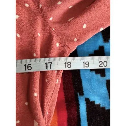 Elodie Burnt Orange/White Polkadot 3/4 Sleeve V-Neck Button Blouse Size Large