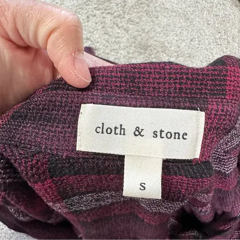 Cloth & Stone  Button Down Shirt Top Longsleeve Frayed Hem Plaid Purple Red S