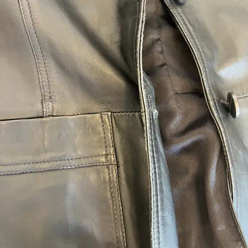 Gap Vintage  Button Up Black Leather Jacket Women’s Size Medium Y2K thumbnail 11