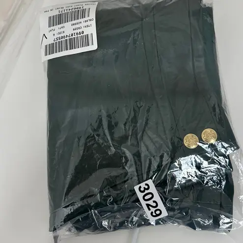 J.Crew NEW  Center Pleat Mini Skirt Faux Leather Preppy Academia Green US 6