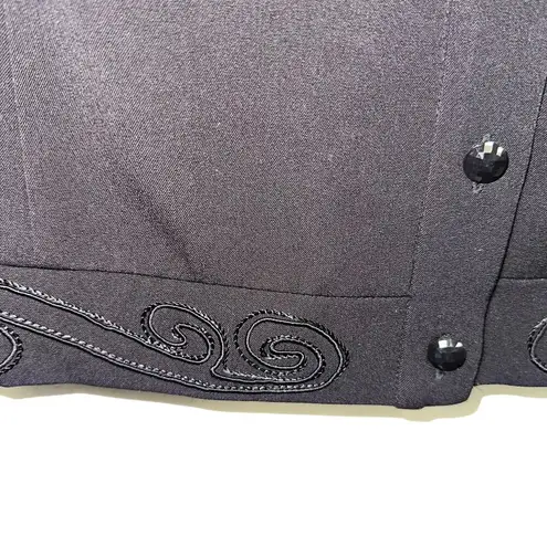 Lana Lee Black Button Down Black Embroidered Western Style Jacket Blazer Size 12