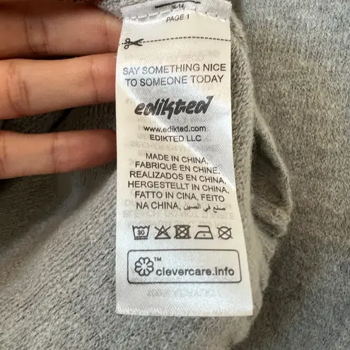 Edikted Grey Off Shoulder Ribbed Knit Cropped Sweater Long Sleeve