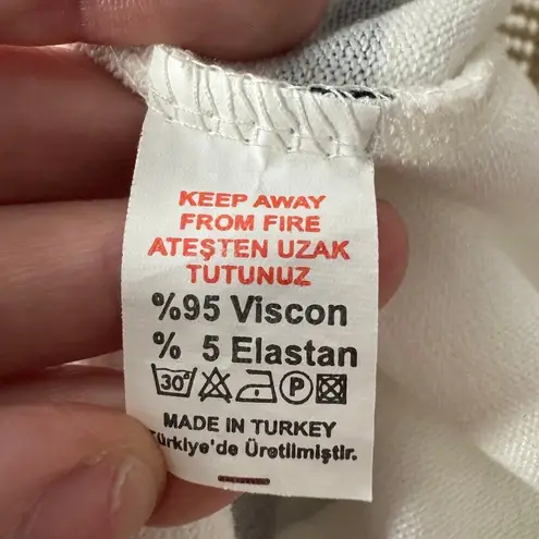 Attitude Paris Souvenir Top Women L White Blue Sequin Travel Comfort Bonjour Size L