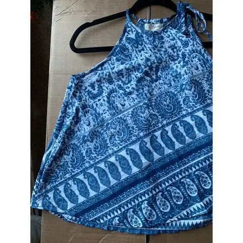 Elan tank top size small blue watercolor bandana look with adjustable neckline