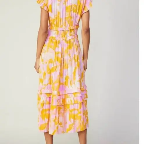 Current Air ππ Ruffle Sleeve V-Neck Elastic Waist Dress Floral Print Large NWT