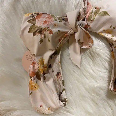 Power 2 the Flower Pale Pink Floral Raquel Bikini Swim Top Size XS