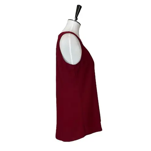 Soft Surroundings Top Sleeveless Pleated Neck Dark Red Women’s Size Medium