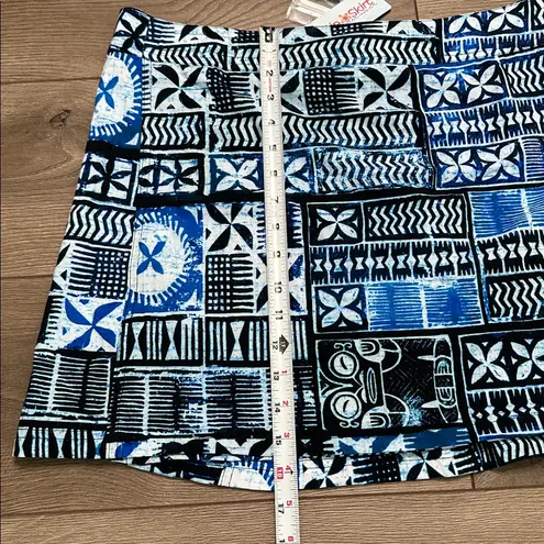 RipSkirt Hawaii Pacific Tapa Blue Floral Wrap Cover Up Swim Skirt Size Large