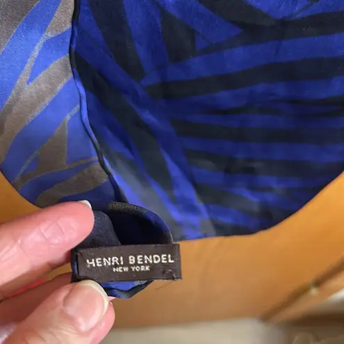 Henri Bendel 100% Silk Scarf. Multi Color Ranging Royal Blue/Navy to Brown