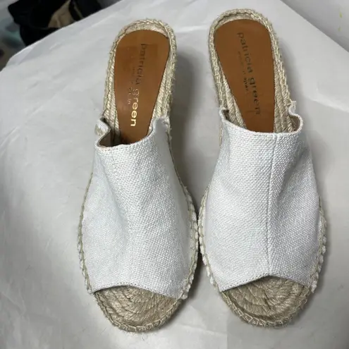Patricia Green NWOT Shen Espadrille Mules White Linen sz 7
