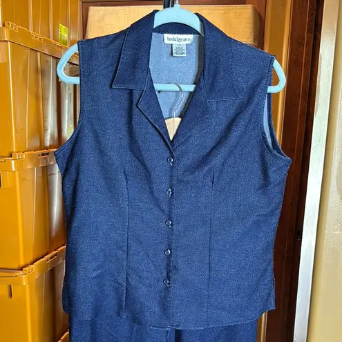Vintage Indulgence Indigo Blue Jean Vest Pantsuit Size Large