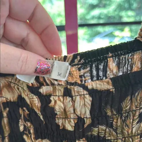 Seafolly Black and Tan Floral Garment Medium smoked dress