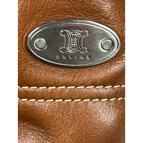 CELINE Brown Leather Tall Satchel Tote Bag CE00/13 Bougie Era Made in Italy