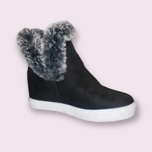 Jessica Carlyle suede fur trim sneaker booties