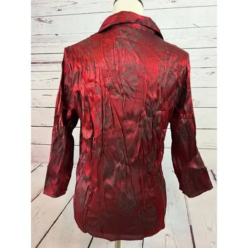 Notations NWOT Womens Twofer Blouse w Attached Tank Bling Holiday Large Rayon