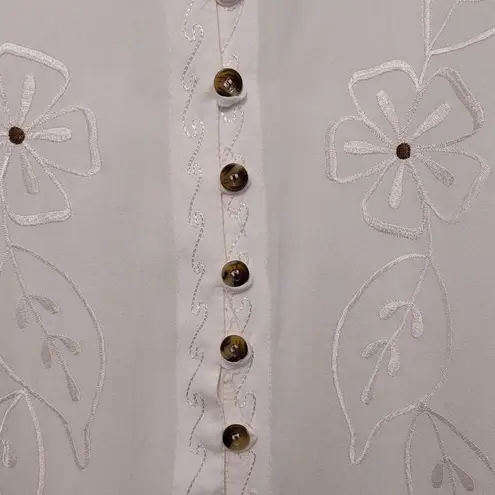 Raya Sun White Brown Button Front Floral Embroidery Animal Print Mini Swim Dress