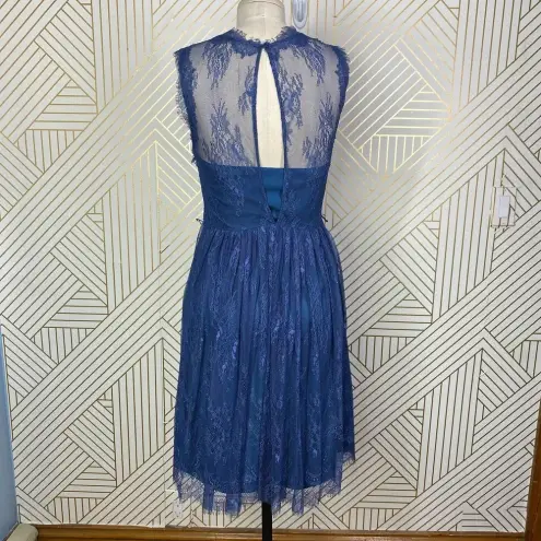 BHLDN  Hitherto Celia Lace Dress in Blue Bridesmaid Size US‎ 6 *Missing Belt