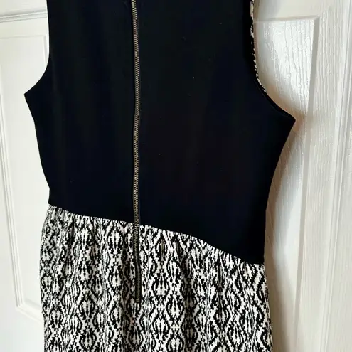 Madewell  Afternoon Dress Diamond Jacquard Tribal Black White Sleeveless Sz Small