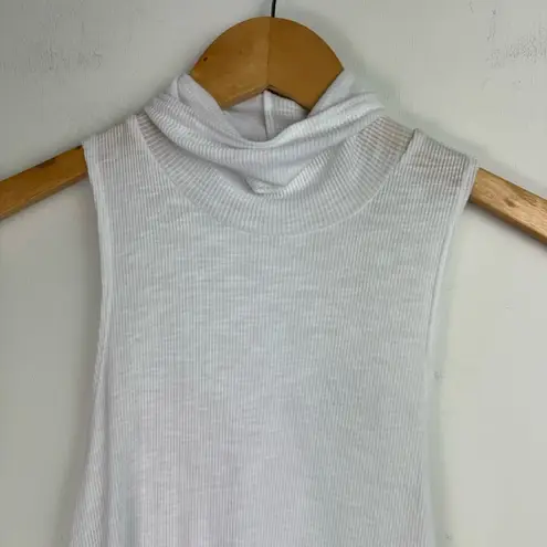 Free People  Intimately Sleeveless Turtleneck Top Tank Sz Small White Ribbed Knit