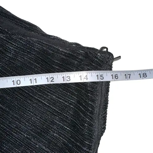 Saylor Alora One Shoulder Plisse Metallic Black Midi Dress SMALL