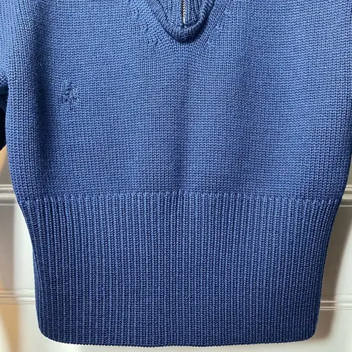 Jil Sander  Navy | Wool Half Zip Knit Sweater in Navy