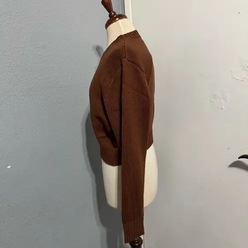 Double Zero  Women Brown Long Sleeves Cozy Cropped Relaxed Sweater Size Medium