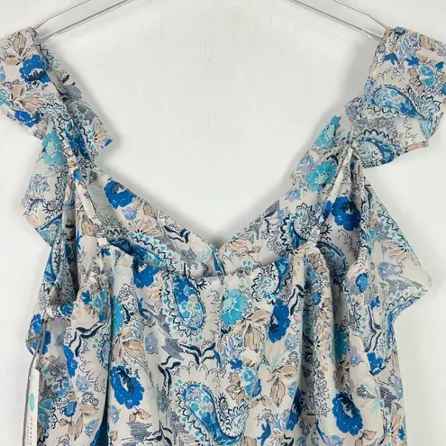 Nine Britton NWT Stitch Fix  Floral Paisley Ruffle Strap Top Blue Size Medium M