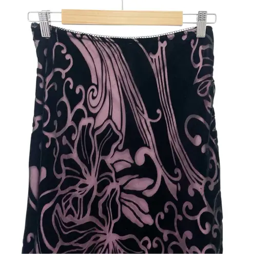 Jody Vintage Y2K Black Pink Velvet Burnout Skirt A