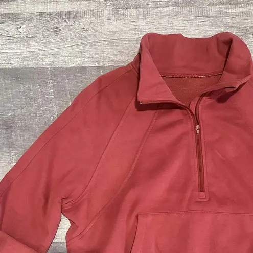 Boutique Stand Collar Half Zip Sweatshirt Women XL Rust Ribbed Thumbhole