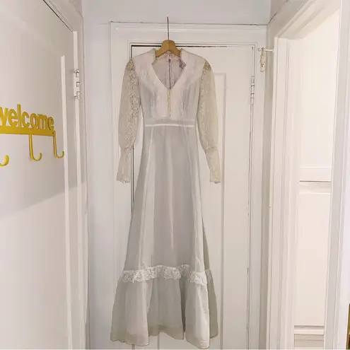 Gunne Sax Vintage Era Lace Long Sleeve Boho Bohemian Maxi Dress Cottagecore