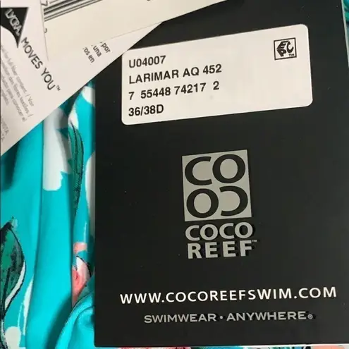 Coco reef Larimar Aqua tankini top. 32/34D NWT
