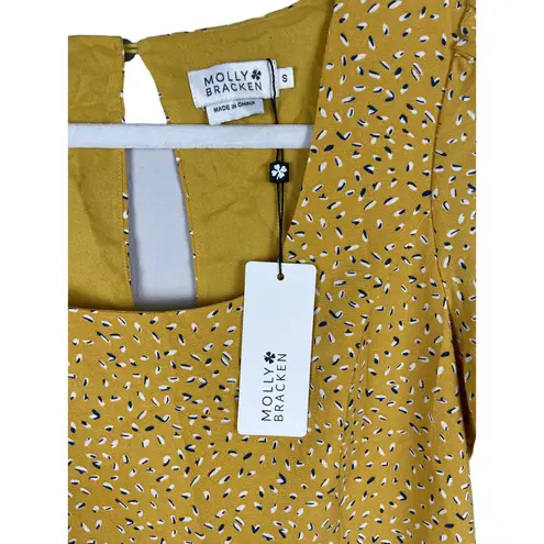 Molly Bracken Fitted Scoop Neck Saffron Yellow Woven Dress Size Small